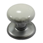 Nidus Wardrobe Knob (Including backplate) White/Satin Chrome Height incl BP 45mm