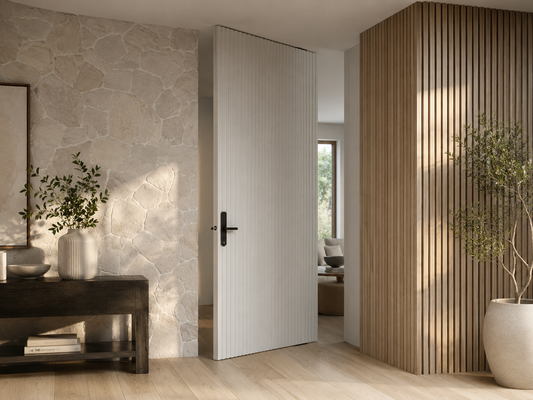 Bold & Modern Entry: Custom Timber Pivot Door Installation by AMS Doors