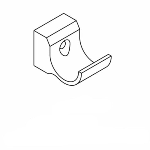 Black and white line drawing of a support bracket with text reading 'No. 100F-RB SUPPORT BRACKET' below it on a white background.