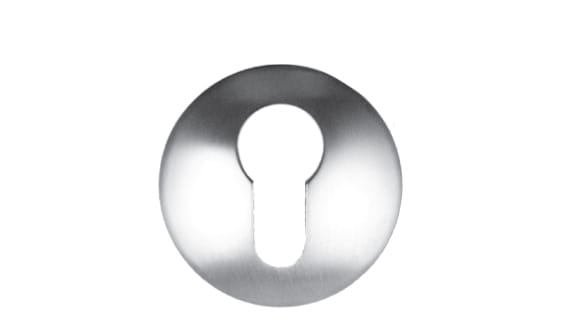 Metallic keyhole cover on a white background