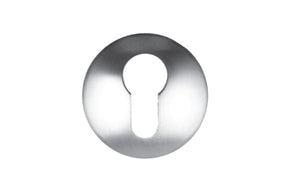 Metallic keyhole cover on a white background