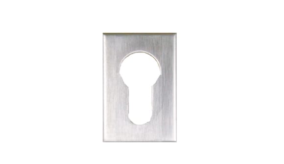 Metallic keyhole cover on a white background