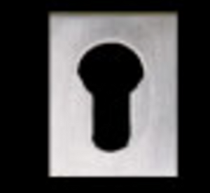 Keyhole symbol on a metallic background