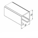 Technical line drawing of a rectangular metal channel fitting with dimension annotations showing 50 mm measurements and the label 400E.