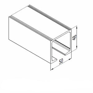 Technical line drawing of a rectangular metal channel profile with dimension annotations 50 and 80, plus the text '400F' and a faint footer reading 'FINER FITTINGS IMAGE COPYRIGHT'.