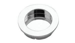 Chrome circular object on a white background