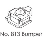 Black and white line drawing of a mechanical button bumpers, labeled 'No. 813 Bumper' with 'FINER FITTINGS IMAGE COPYRIGHT' text below.