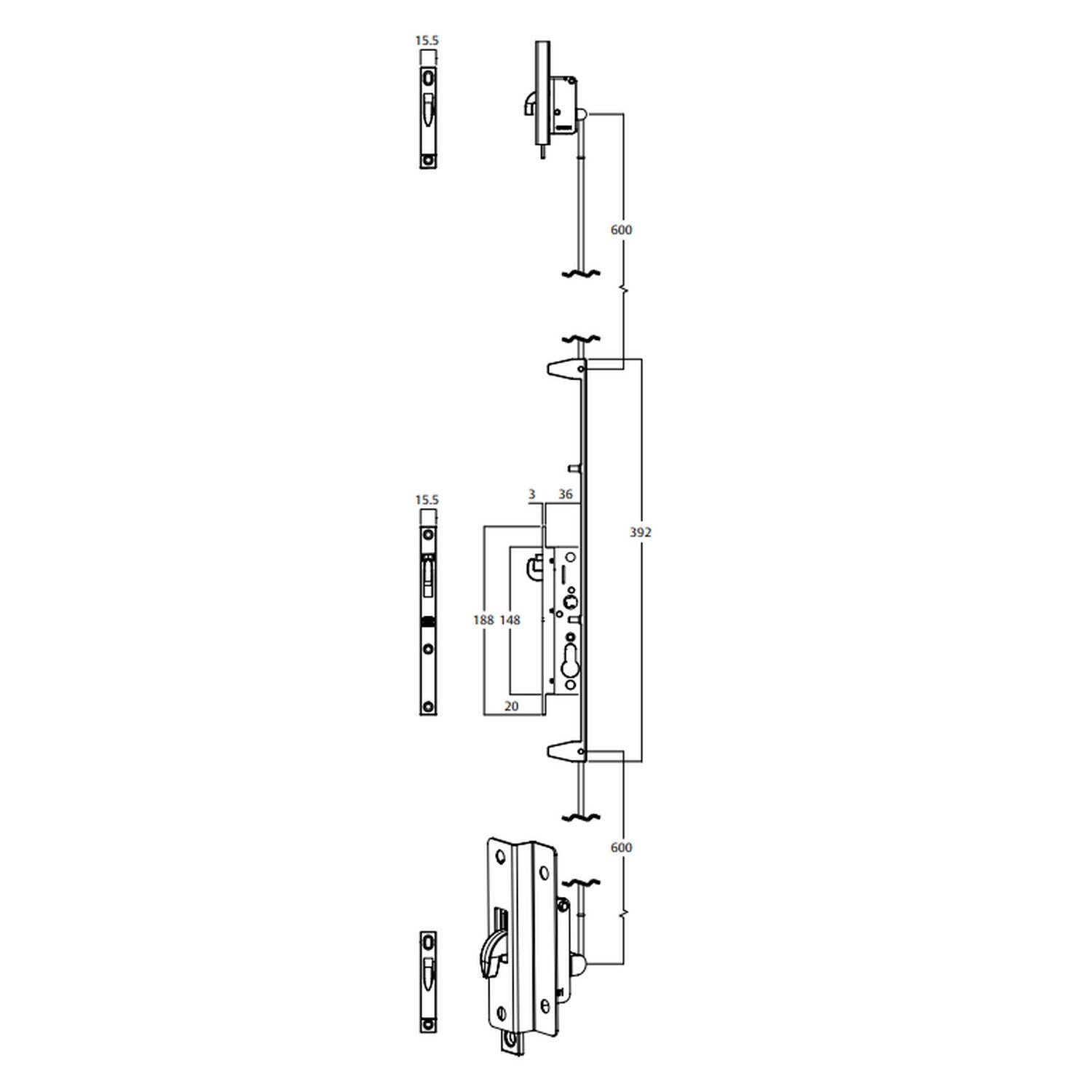 8654 Series – 3 Point & Hinge Security Lockset Components | AMS Doors
