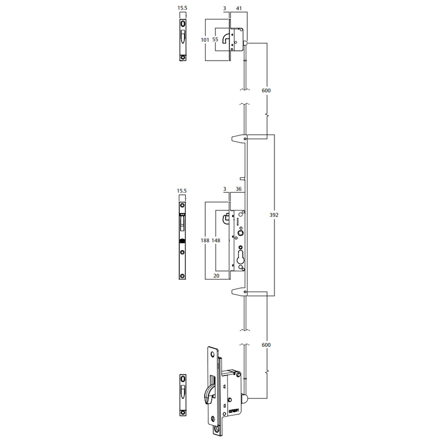 8654 Series – 3 Point & Hinge Security Lockset Components | AMS Doors