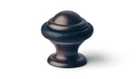 Dark brown cabinet knob on a white background