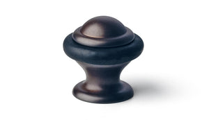 Dark brown cabinet knob on a white background