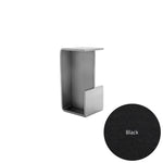 Metallic wall hook with a black swatch labeled 'Black' on a white background