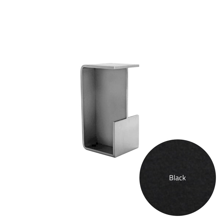 Metallic wall hook with a black swatch labeled 'Black' on a white background