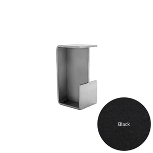 Metallic wall hook with a black swatch labeled 'Black' on a white background