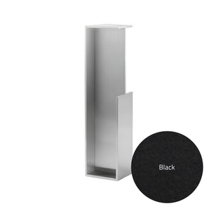 Metallic stand with a black swatch labeled 'Black' on a white background