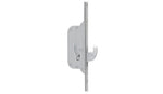 Metal door lock mechanism on a white background