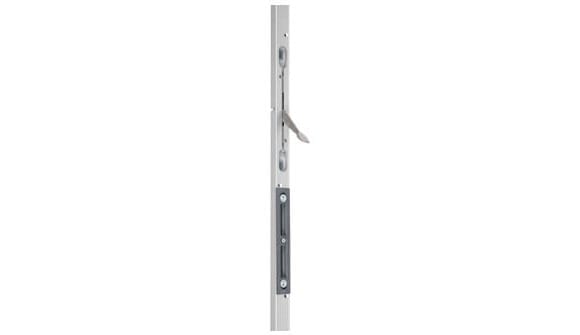 Metal door handle on a white background