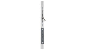 Metal door handle on a white background