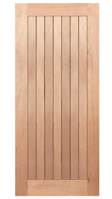 Wooden door with vertical slats labeled 'BAL-Lyon-2' and 'Crown Doors' logo on a white background