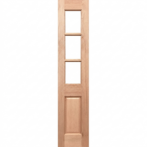 Wooden door with four glass panels on a white background