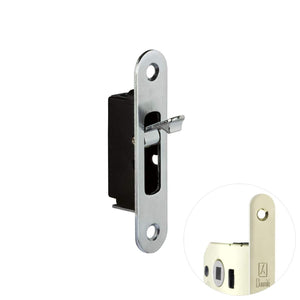 Metal door lock mechanism on a white background