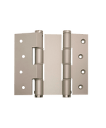 Pair of metallic door hinges on a transparent background