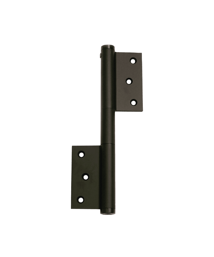 Black metal hinge on a transparent background
