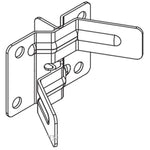 A black and white line drawing schematic of a metal latch bracket assembly, with a copyright watermark at the bottom reading 'FINER FITTINGS IMAGE COPYRIGHT'.