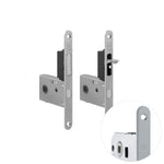 Metal door lock mechanism on a white background