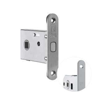 Metal door lock mechanism on a white background
