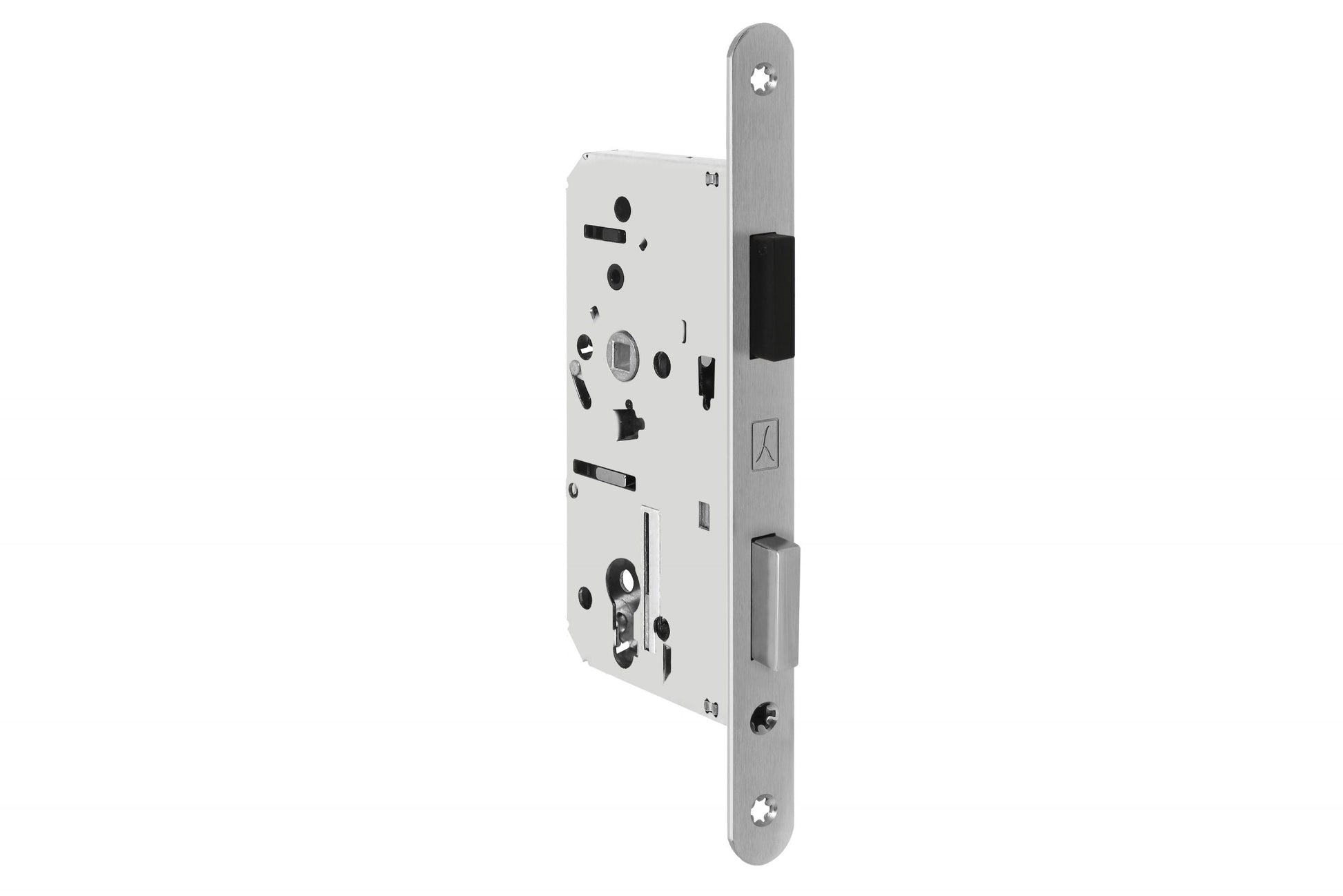 Metal lock mechanism on a white background
