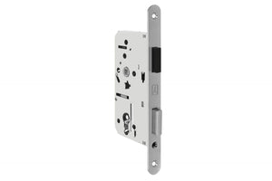 Metal lock mechanism on a white background