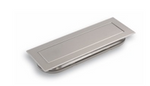 Rectangular metal tray on a white background