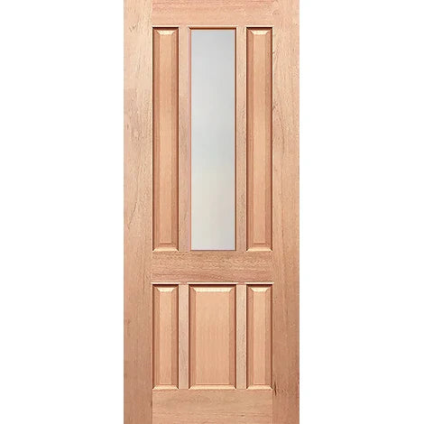 Natural timber door with privacy glass insert