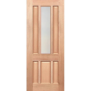 Natural timber door with privacy glass insert