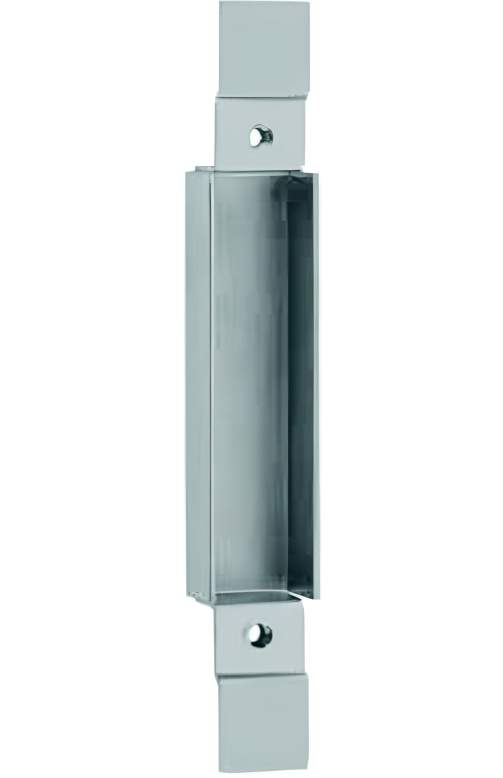 Metal door handle on a white background