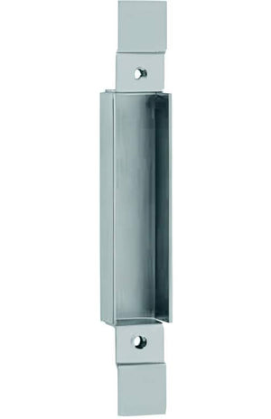 Metal door handle on a white background