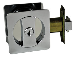 Nidus Sliding cavity door square backplate entrance set incl. end pull polished chrome Visual pack
