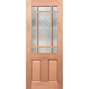 Cathedral textured panel in timber entry