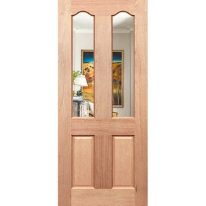 Framed timber entrance with vertical glazing