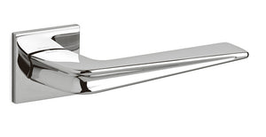 Chrome door handle on a white background