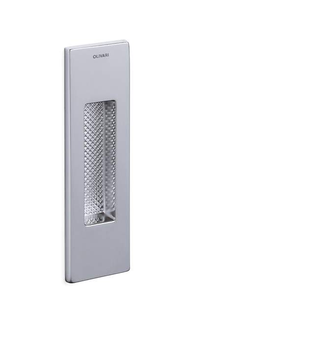 Metallic rectangular object with mesh design on a white background