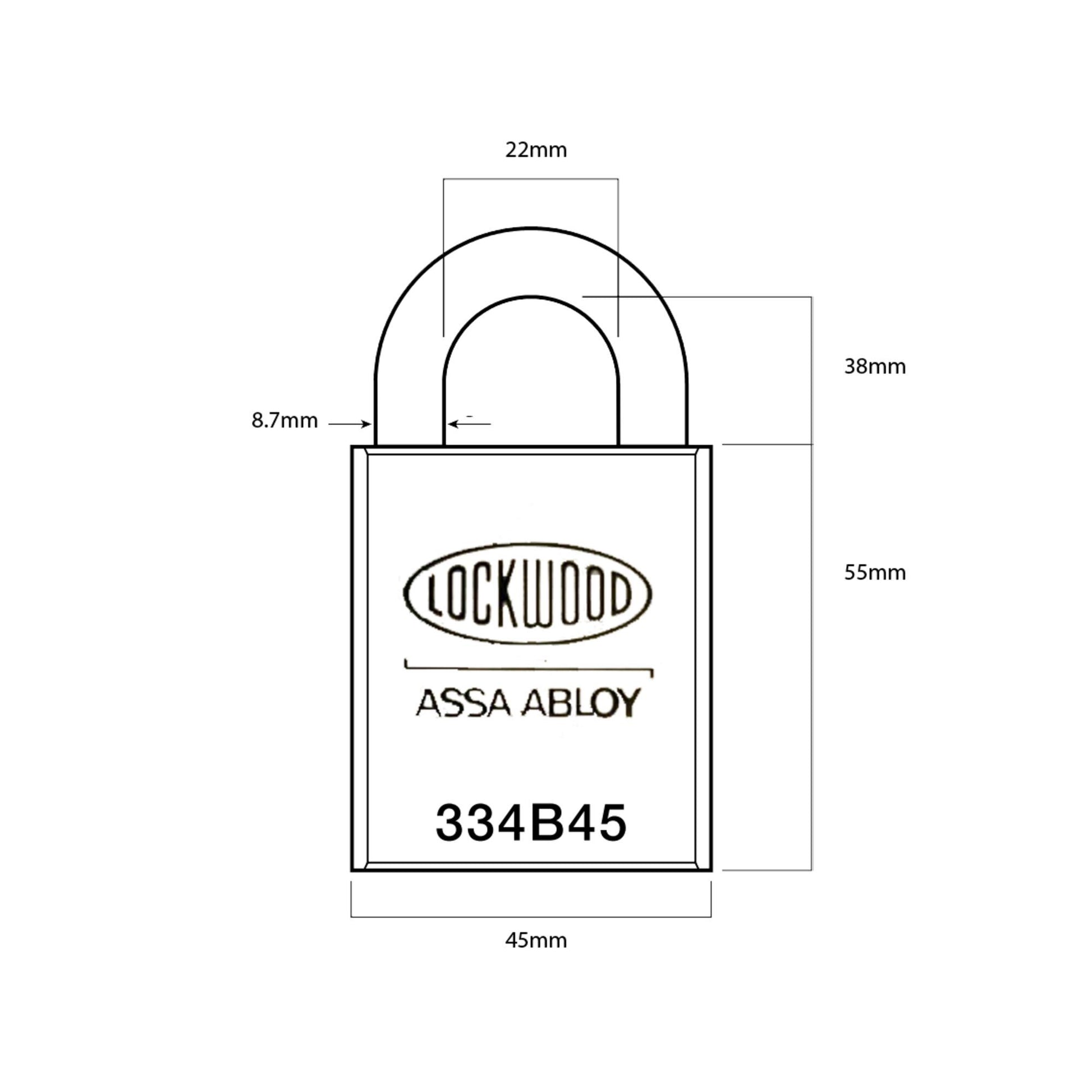 334B 45mm Brass Body Padlock 8.7mm Diameter Shackle with Multiple Options | AMS Doors