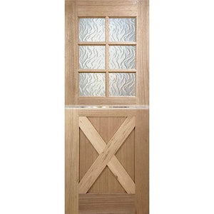 Dutch-6L-Cross Entrance Door - Narroline & Flame Glass