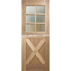 Dutch-6L-Cross Entrance Door - Narroline & Flame Glass