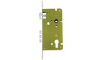 Green metal lock mechanism on a white background