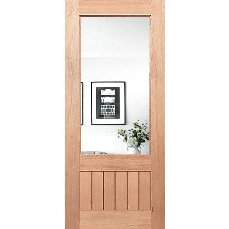 Glossy finish mirror with etched V-patterns