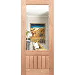 Glass panel with insulation and decorative V-line accents