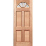 Entry door with softened translucent top window