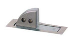 Metallic door handle on a white background